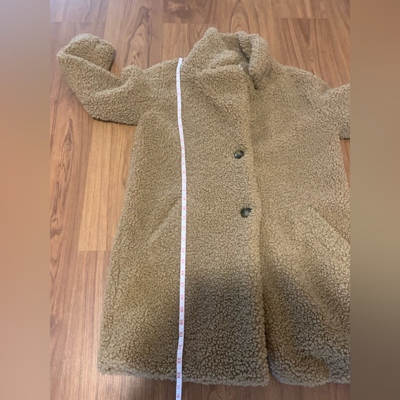 C&C California vintage brown tan double button long teddy jacket pea coat - Picture 11 of 13